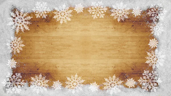 Winter Advent Christmas Holiday Background Template Frame Made Snow Snowflakes — Stock Photo, Image