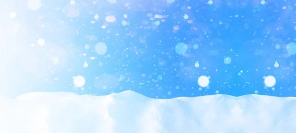 Schneeflocken Schneeblauer Himmel Winter Hintergrund Banner Lang — Stockfoto