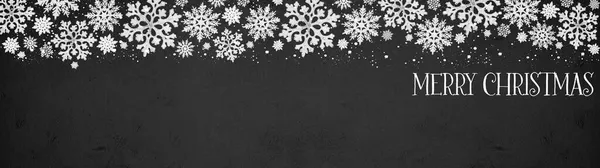 Feestelijke Winter Kerst Achtergrond Banner Panorama Sjabloon Wenskaart Witte Ijskristallen — Stockfoto