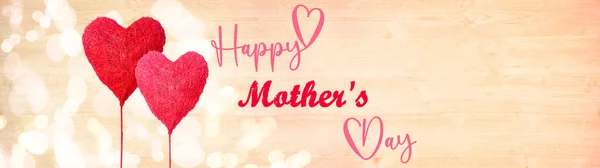 Happy Mother Day Achtergrond Panorama Banner Lang Twee Rode Roze — Stockfoto