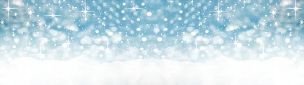 Fiocchi Neve Cielo Blu Neve Banner Sfondo Inverno Lungo — Foto Stock