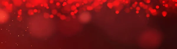 Festive Bokeh Rosso Sfondo Panorama Banner Lungo Natale Silvester Valentine — Foto Stock