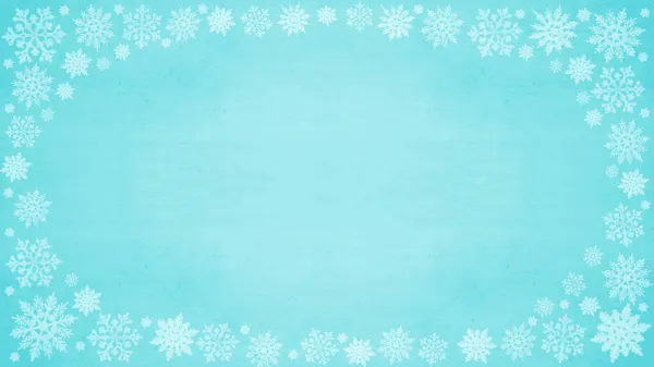 クリスマスの雪の冬の背景 ターコイズブルーの木のテクスチャで氷の結晶で作られたフレーム テキストのためのスペースでトップビュー — ストック写真