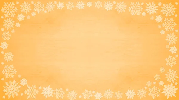 Christmas Snow Winter Background Frame Made Ice Crystals Brown Wooden — Stock Photo, Image