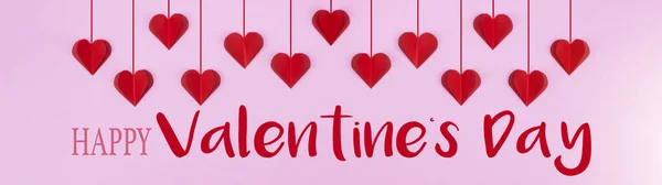 Happy Valentine Day Fondo Banner Panorama Tarjeta Felicitación Plantilla Corazones — Foto de Stock