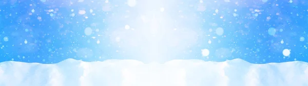 Fiocchi Neve Cielo Blu Neve Banner Sfondo Inverno Lungo — Foto Stock