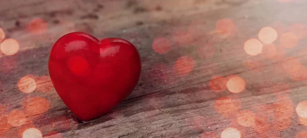 День Святого Валентина Любовь Шаблон Свадебного Баннера Красное Сердце Деревенском — стоковое фото