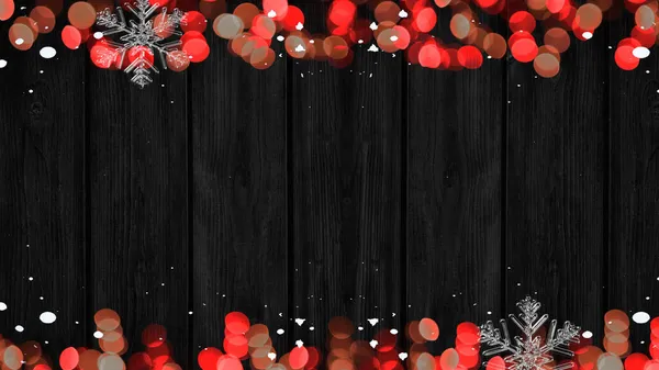 Festive Background Frame Made Red Yellow Bokeh Lights Snowflakes Ice — Stock Photo, Image