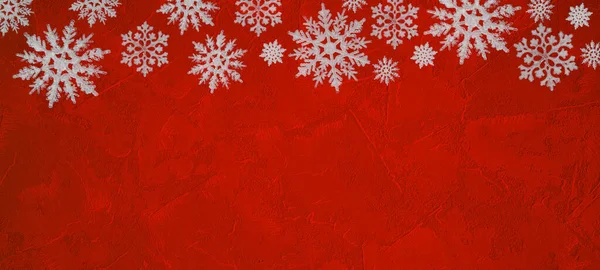 Εορταστική Χειμώνα Χριστούγεννα Φόντο Banner Πρότυπο Ευχετήρια Κάρτα Λευκό Κρυστάλλους — Φωτογραφία Αρχείου