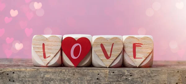 San Valentín Amor Boda Cumpleaños Fondo Banner Tarjeta Felicitación Cubos —  Fotos de Stock