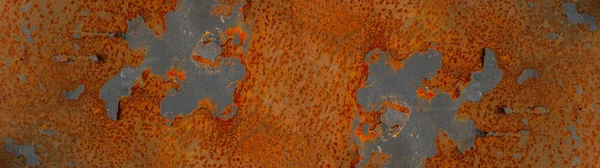 Grunge Rusty Dark Metal Stone Background Texture Banner Panorama — Stock Photo, Image