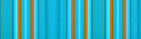 Голубой Оранжевый Полосатый Натуральный Хлопок Текстильная Текстура Фон Баннер Панорама — стоковое фото