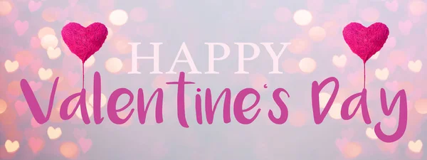 Valentine Day Abstract Background Pink Colors Red Heart Balloons Isolated — Stock Photo, Image