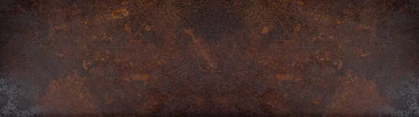 Grunge Rostigen Dunklen Metall Stein Hintergrund Textur Banner Panorama — Stockfoto