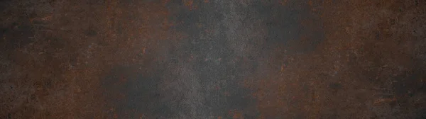 Grunge Oxidado Piedra Metal Oscuro Fondo Textura Banner Panorama —  Fotos de Stock