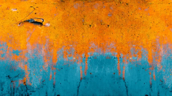 Fondo Óxido Azul Naranja Rústico Abstracto Pintado Pared Textura Acero — Foto de Stock