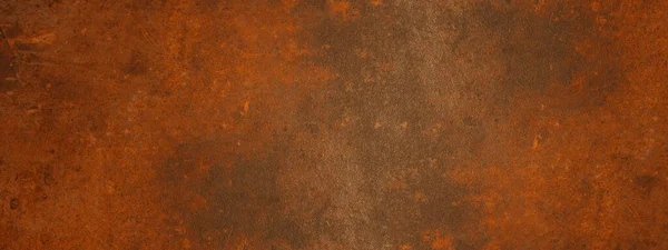 グランジさび傷オレンジブラウンメタルコーテン鋼の背景テクスチャバナーパノラマ — ストック写真