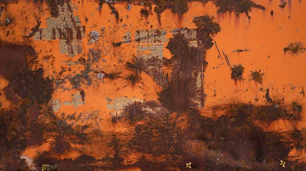 Arancione Marrone Rustico Astratto Arrugginito Graffiato Metallo Texture Sfondo Banner — Foto Stock