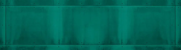 Streszczenie Zielony Kolor Corten Stalowa Fasada Ściana Nitów Malowane Metalowe — Zdjęcie stockowe