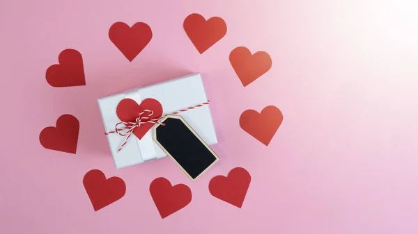 Dia Dos Namorados Amor Casamento Cartão Modelo Caixa Presente Branco — Fotografia de Stock