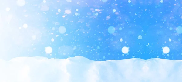 Kar Taneleri Kar Mavisi Gökyüzü Kış Arkaplanı Uzun Bayrak — Stok fotoğraf