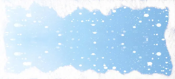 Fondo Invierno Marco Con Copos Nieve Aislados Cielo Azul —  Fotos de Stock