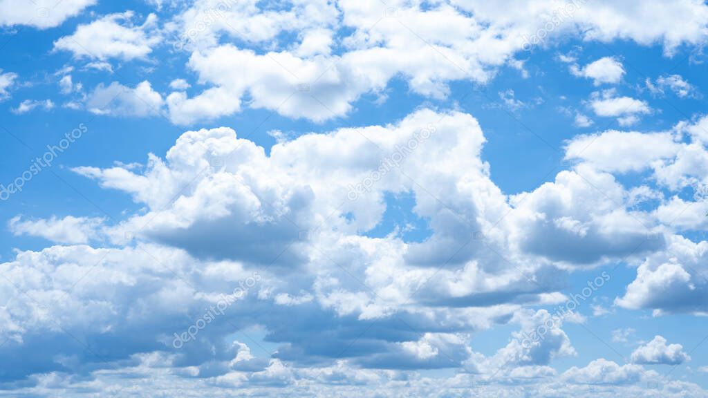 Blue sky, cloudscae background banner panorama , with clouds , summer weather
