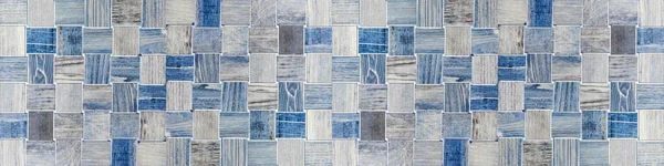 Azul Blanco Gris Cubos Madera Textura Fondo Banner Panorama —  Fotos de Stock