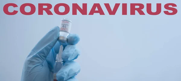 Coronavirus Covid Vaccinazione Corona Primo Piano Del Medico Tiene Mano — Foto Stock