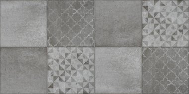 Gri, parlak, grunge, pürüzsüz, antika, geometrik kare mozaik, beton, taş, döşeme, arka plan afişi.