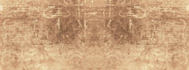 Soyut rustik çizilmiş kahverengi bej taşlı beton kağıt antika arka plan desenli panorama, metin için yeri var