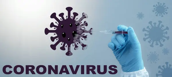 Coronavirus Corona Vaccination Stop Covid Orvos Fecskendővel Kezében Befecskendezi Corona — Stock Fotó