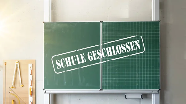 Tekst Coronavirus Iscription Schule Geschlossen — Zdjęcie stockowe