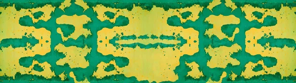 Abstract Green Yellow Grunge Peeled Exfoliated Weathered Damaged Steel Metal — Stock Photo, Image