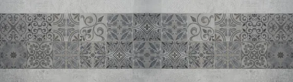 Gris Blanc Brillant Vintage Rétro Géométrique Carré Motif Mosaïque Carreaux — Photo