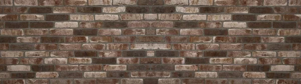 Brązowy Beżowy Uszkodzony Rustykalny Cegła Ściana Tekstury Baner Panorama — Zdjęcie stockowe