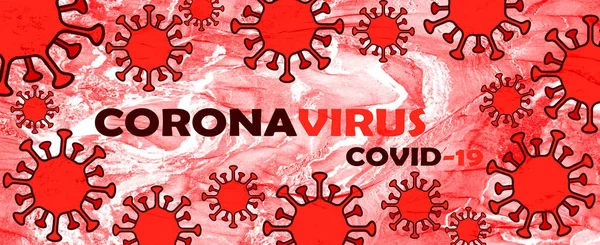 Coronavirus Covid Frame Gemaakt Van Vuurrood Cartoon Virus Geïsoleerd Gemarmerde — Stockfoto