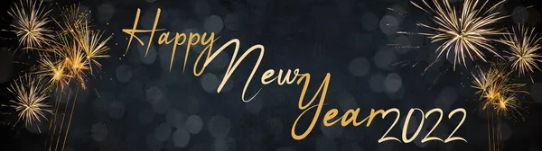 Happy New Year 2022 Фонова Банерна Панорама Вітальна Листівка Золотий — стокове фото