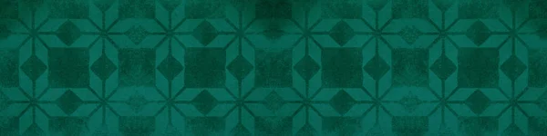 Old Dark Green Colored Vintage Worn Shabby Seamless Square Patchwork — Stock Photo, Image