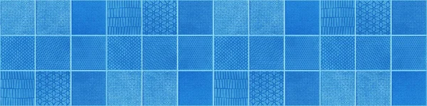 Nahtlose Blau Gefärbte Vintage Retro Geometrische Quadratische Mosaik Motiv Zement — Stockfoto