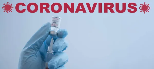 Coronavirus Covid Corona Vaccinatie Close Van Arts Houdt Spuit Het — Stockfoto