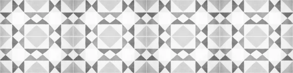 灰色白色传统母材瓷砖纹理背景横幅全景复古水泥瓷砖三角形正方形菱形模型 — 图库照片