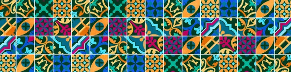 Színes Absztrakt Évjárat Retro Geometrikus Négyzet Mozaik Motívum Lapok Textúra — Stock Fotó