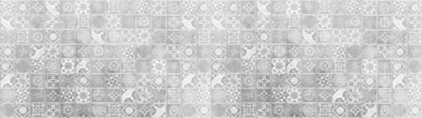 Gris Blanc Brillant Vintage Rétro Géométrique Carré Motif Mosaïque Carreaux — Photo