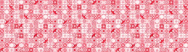 Piros Fehér Világos Szüret Retro Geometrikus Négyzet Mozaik Motívum Cement — Stock Fotó