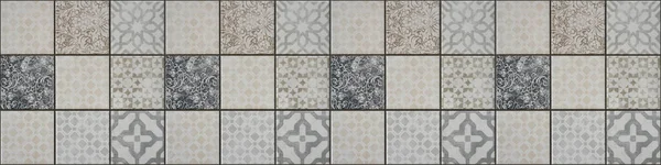 Bezešvé Bílé Béžové Šedé Vinobraní Retro Geometrické Náměstí Mozaika Motiv — Stock fotografie