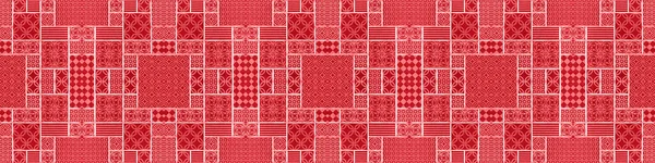 Czerwony Vintage Retro Geometryczny Kwadratowy Prostokąt Mozaika Znaczek Sztuka Motyw — Zdjęcie stockowe