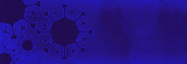 Coronavirus Phantom Vírus Cartoon Azul Isolado Azul Escuro Preto Abstrato — Fotografia de Stock