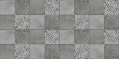 Gri, parlak, grunge, pürüzsüz, antika, geometrik kare mozaik, beton, taş, döşeme, arka plan afişi.