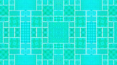 Turkuaz aquamarine vintage retro geometrik kare dikdörtgen pul mozaik sanat motifi çimento karoları baskı dokusu arka plan